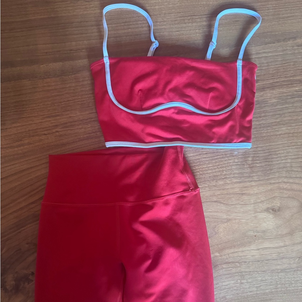 Alo Airlift 7/8 Red Leggings with Matching Top